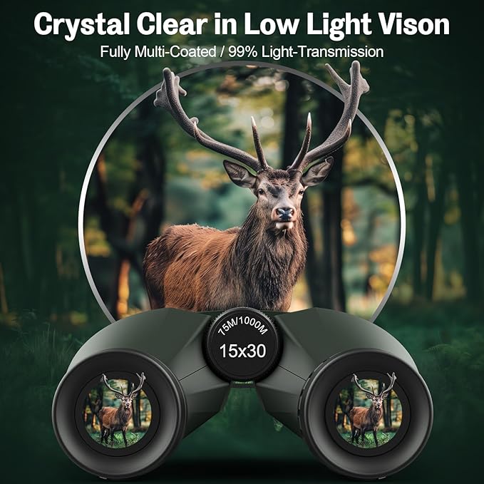 15x30 Compact Binoculars for Adults and Kids - Occer Large View High Powered Binoculars for Bird Watching - Lightweight Easy Focus Binocs with Low Light Vision for Hunting Cruise Ship Travel-CubbioJoy