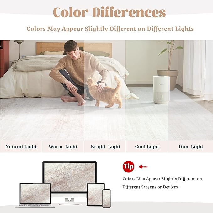 Area Rugs 9x12 Living Room: Washable Rug Modern Abstract Large Rugs Soft Non Slip Neutral Rug Stain Resistant Indoor Carpet for Bedroom Kitchen Dining Room Table Nursery Home Office Rugs(Beige,9'x12')-CubbioJoy