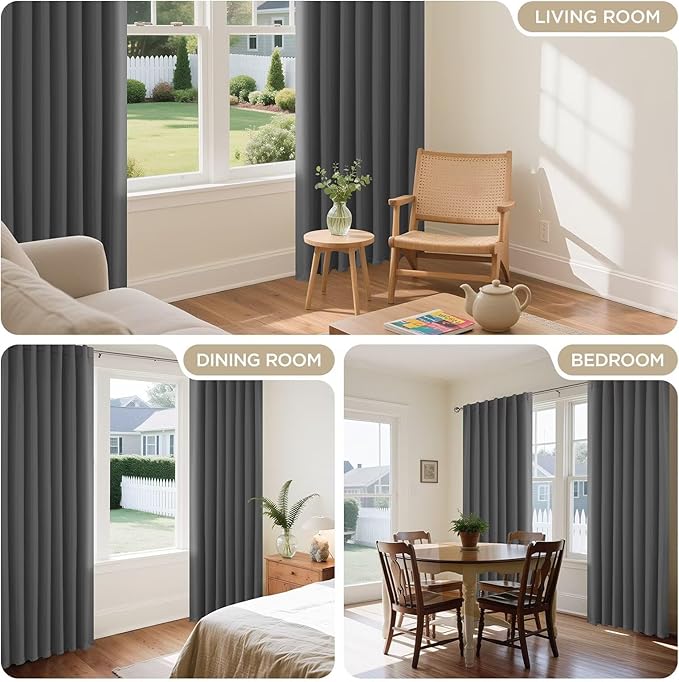 Joydeco Blackout Curtains 84 Inch Length 2 Panels Set, Thermal Insulated Black Out Curtains for Bedroom, Room Darkening Drapes for Living Room Window (W52 x L84 Inch, Light Grey)-CubbioJoy