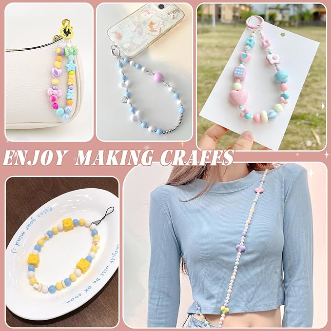 Assorted 170-230PCS Macaroon Color Acrylic Beads For Bracelet Making, Bow Butterfly Candy GummyBear Aesthetic Bracelet Charms,Cute Beads For Jewelry Making DIY Necklace Keychain Phone Charm-CubbioJoy