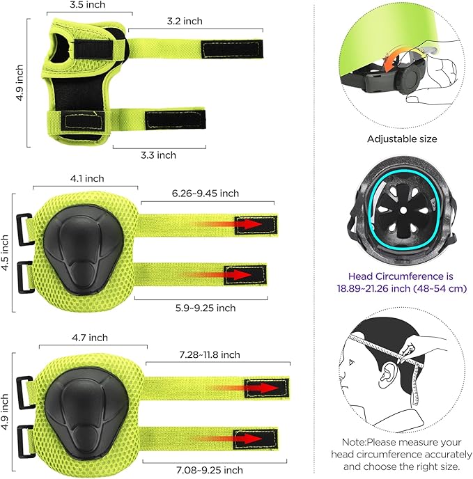 DaCool Kids Bike Helmet Set Skateboard Knee Pads - Kids Helmet Elbow Pads Wrist Guards Adjustable for 3~10yrs Girl Boy Kids Protective Gear Set for Sport Cycling Bike Roller Skating Scooter-CubbioJoy