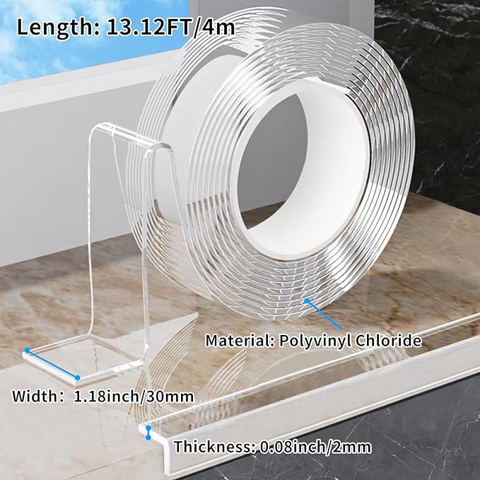 Clear Edge Protector Strip Sharp Edge Wrap Cover Tape,1.18 in x 13.12 FT,Self Adhesive Protective Bumper Guards for Cabinet Door Desk Glass Table Bed Furniture,Kitchen Countertop,Waterproof-CubbioJoy