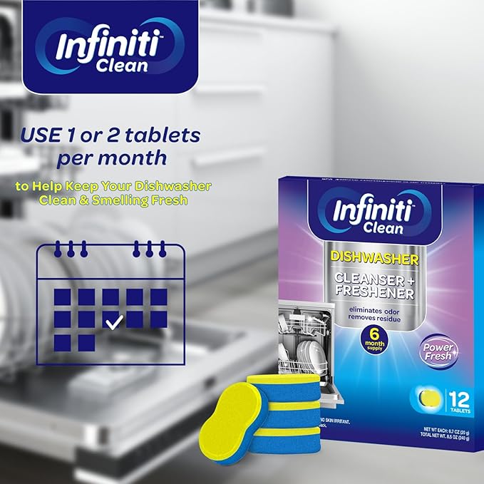 Dishwasher Cleaner and Deodorizer Tablets - Deep Clean Dishwasher Cleaner Tablets, Septic Safe, Natural Limescale Remover - Compatible with All Models (12 Pack)-CubbioJoy