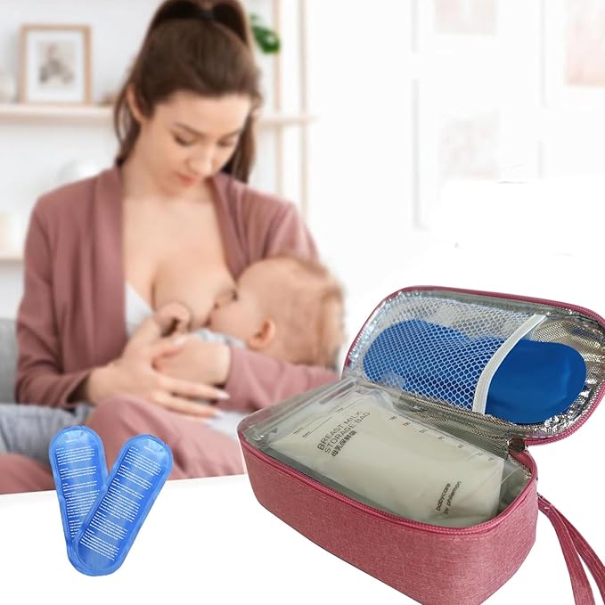 Insulated Breastmilk Cooler Bag with 2 Ice Packs - Breastmilk Cooler Organizer Bag for Daycare, Breastfeeding Mom Travel Outdoor-CubbioJoy