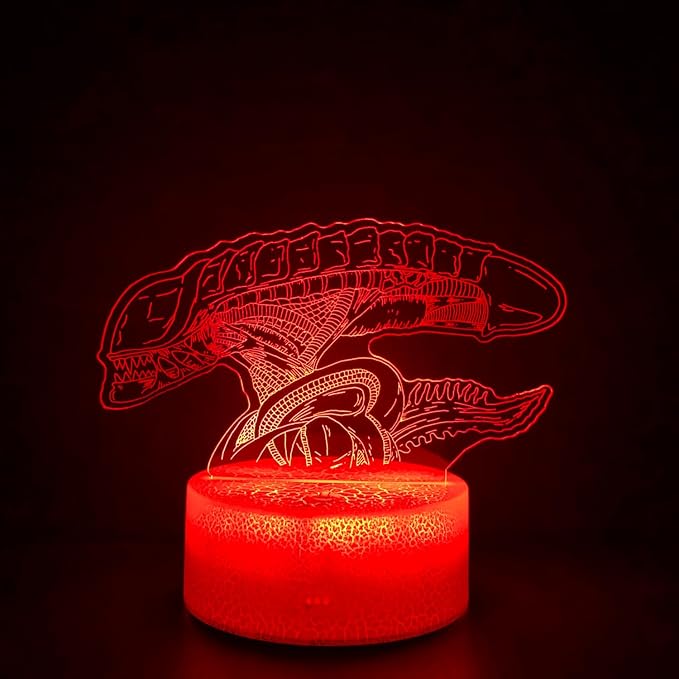 3D Alien Night Light, Monster Illusion Table Lamp with 16 Colors Remote Control Touch Lamp LED USB Night Light Desk Lamps Room Decorations Home Decor Holiday Birthday Light-CubbioJoy