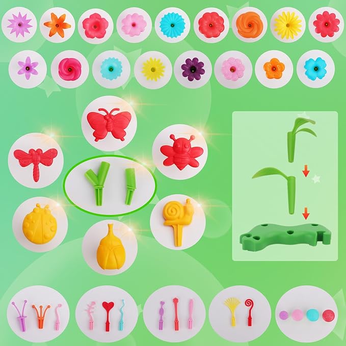 BIRANCO. Flower Garden Building Toys - Build a Bouquet Floral Arrangement Playset for Toddlers and Kids Gifts Age 3, 4, 5, 6 Year Old Girls, Educational STEM Toy (120 PCS)-CubbioJoy