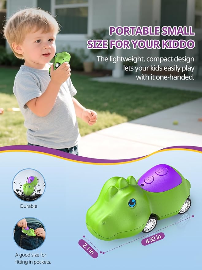 Dinosaur Walkie Talkies for Kids Rechargeable, Dino Toy Cars for Boys & Girls Ages 5-7, Crystal-Clear Audio, 48H Playtime, Fun Indoor & Backyard, 3 Year Old Boy Gift Birthday Xmas, 2 Pack-CubbioJoy