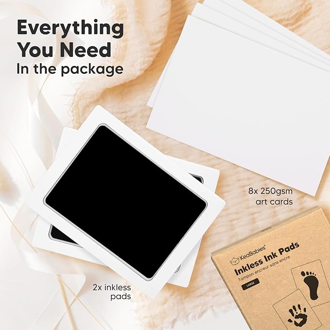 2-Pack Inkless Baby Hand and Footprint Kit - Mess Free Ink Pad for Newborn Keepsake, Dog Nose & Paw Print Kit, Clean Touch Ink Pad for Baby Hand & Footprints, Ideal New Mom Gifts (Jet Black, L)-CubbioJoy