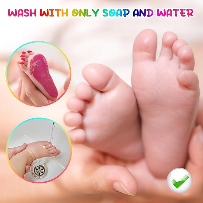 75ml Pink Baby Hand and Footprint Ink Kit, Baby Handprint Footprint Paint for Newborn Keepsake, Dog Cat Paw Print Kit, Washable, Non Toxic Acid-Free, Safe Gentle for Ideal New Mom Gifts-CubbioJoy