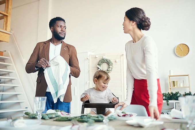 Alpine Wooden High Chairs for Babies and Toddlers with Safety Strap, Commercial Grade Restaurant High Chair, Durable Wood Space Saver Baby Feeding Chair, Ideal for Dining Spaces (2 Pack, Black)-CubbioJoy