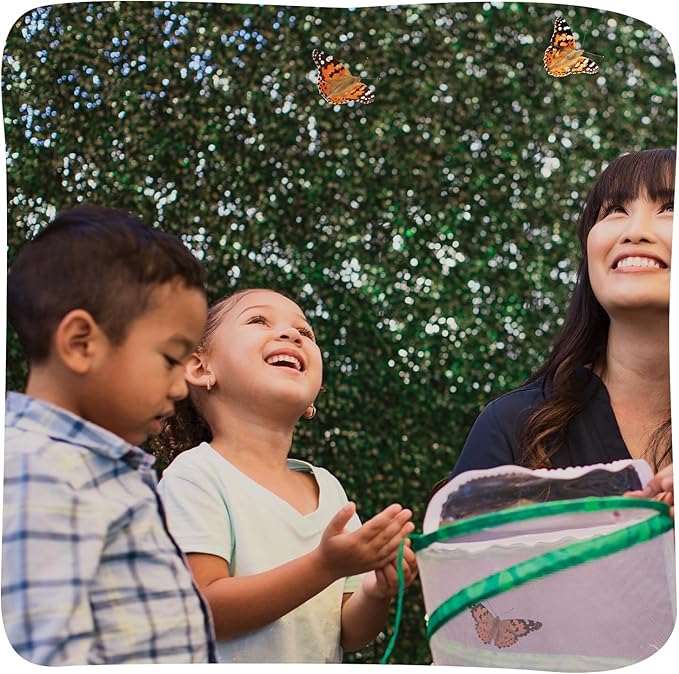 Insect Lore Butterfly Garden Kit with Live Caterpillars – Grow 10 Painted Lady Butterflies - STEM Learning Activity, Habitat with Journal, Stickers, Seeds & Figurines - As Seen on TV-CubbioJoy