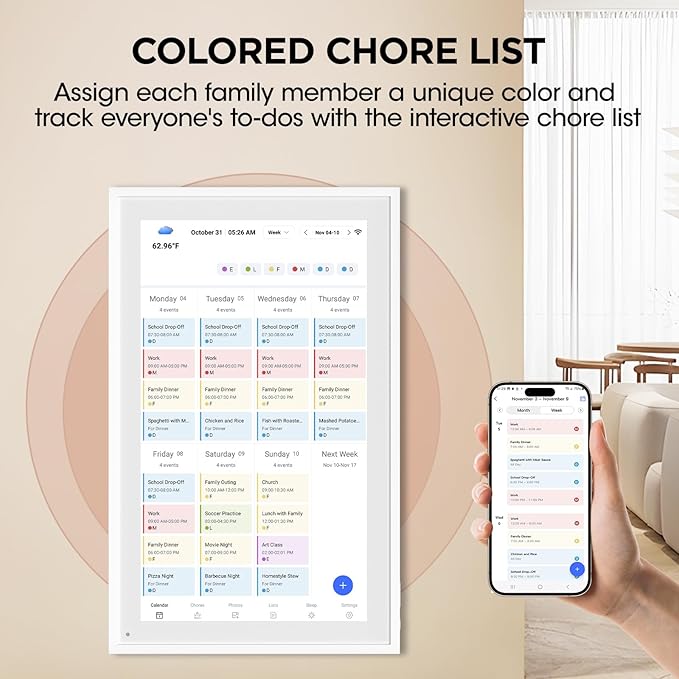 15.6 Inch Smart Digital Calendar, Wall Electronic Calendar, 1920 * 1080 IPS Full HD Touch Screen Display for Family Meal Planner Support - Streamline Household Organization-CubbioJoy