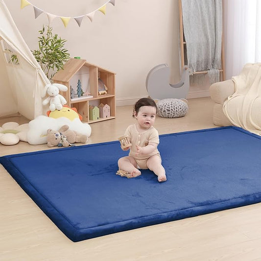 Baby Play Mat for Floor,1.3" Thick Memory foam Tummy Time Mat,Soft Coral Velvet Nursery Rug,Extra Large Non Slip for Toddlers,Infants,kids-CubbioJoy