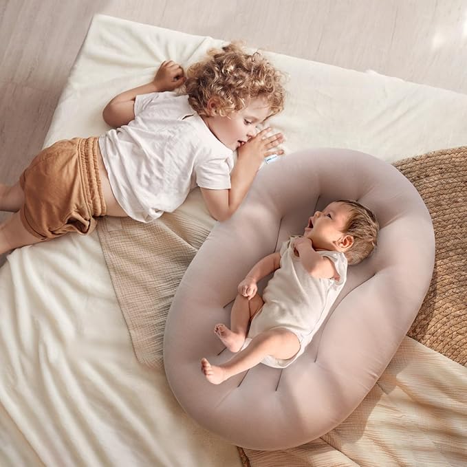 Baby Lounger for Newborn: Portable & Lightweight Pillow for Tummy Time Playtime & Diaper Changes - Skin-Friendly & Breathable for 0-12 Month Supervised Use-CubbioJoy