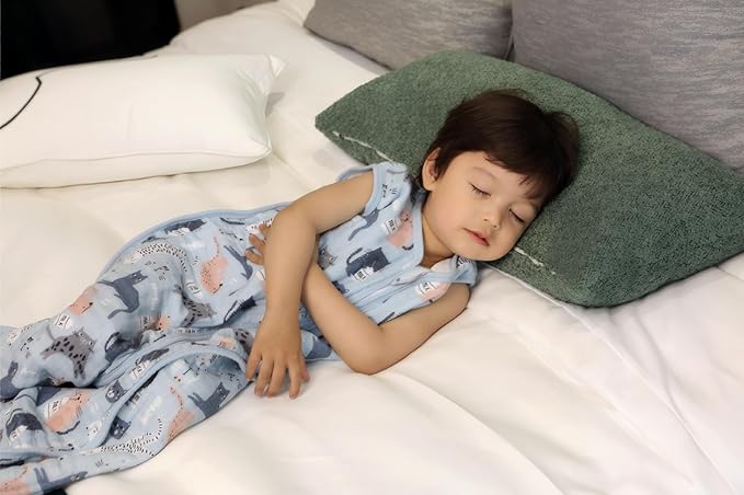 Baby Sleep Sack 2-4 T Baby Wearable Blanket 100% Organic Cotton 0.5 TOG Toddler Sleep Sacks 2- Way Zipper Soft 4 Layers 2T 3T 4T Kitten-CubbioJoy