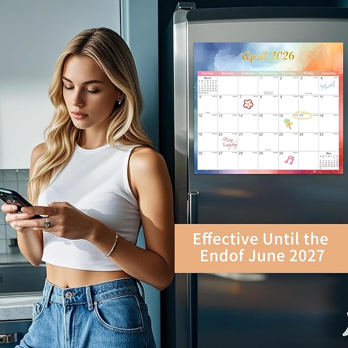 2025-2027 Magnetic Fridge Calendar 21 Monthly Magnetic Calendar for Refrigerator Planner Runs from October 2025 Until June 2027 Easy Organizing Markers Tearable (Colorful)-CubbioJoy
