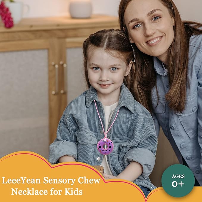 Chew Necklaces for Sensory Kids, Silicone Chewy Necklace for Children with Autism, ADHD, SPD, Chewing, 6 Pack Autism Sensory Toys-CubbioJoy