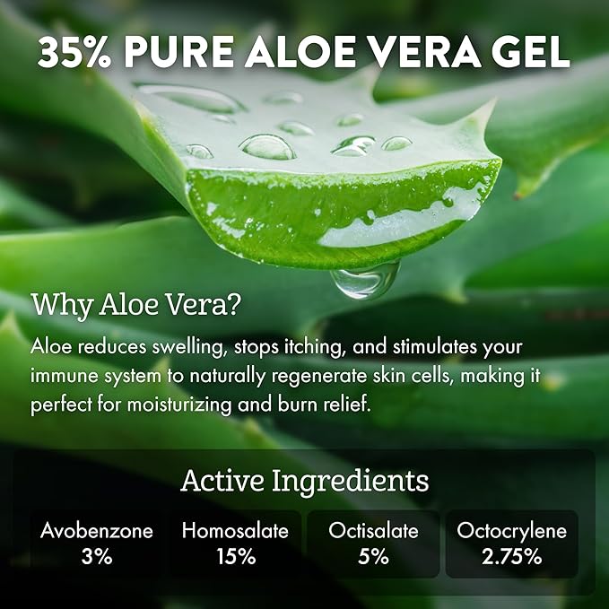 ALOE UP Sport Continuous Spray Sunscreen SPF 50 - Broad Spectrum UVA/UVB Sunscreen Protector for Face and Body - With Aloe Vera Gel - Fast Absorbing Sheer Formula - Reef Safe - Fragrance-Free - 6 Oz-CubbioJoy