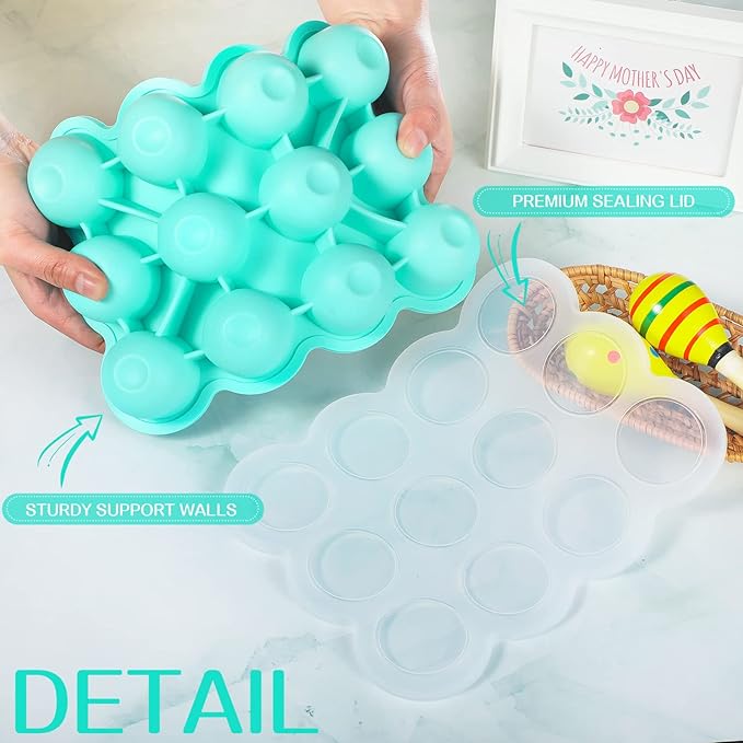 3 Pcs Baby Food Storage Container 12 Cup Silicone Baby Food Freezer Tray with Lid Stackable Reusable Silicone Freezer Tray for Food Vegetable Fruit Puree and Breast Milk(Multicolor)-CubbioJoy