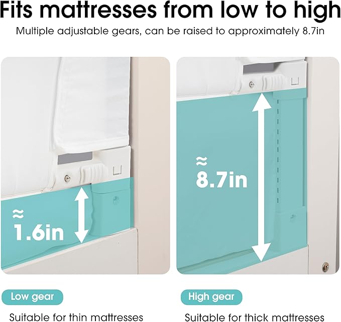 Baby Bed Rail Guard for Toddlers -59" Toddler Bed Rails for Twin, Full, Queen, King Bunk Size Bed Swing Down Bedrail Extral Tall Child Safety Side Railing Guards for Kids White-CubbioJoy