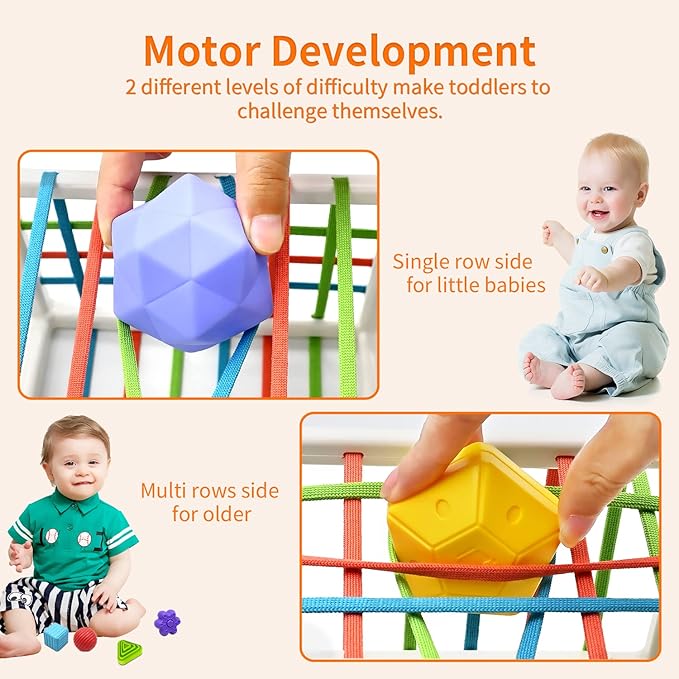 Baby Sensory Activity Toys for 1 Year Old Boy Girl Gifts, Sensory Shape Sorter Cube with Soft Textured Balls for 6 12 18 Months Infants Motor Skills Early Development, Toddlers 1 2 Birthday Gift-CubbioJoy
