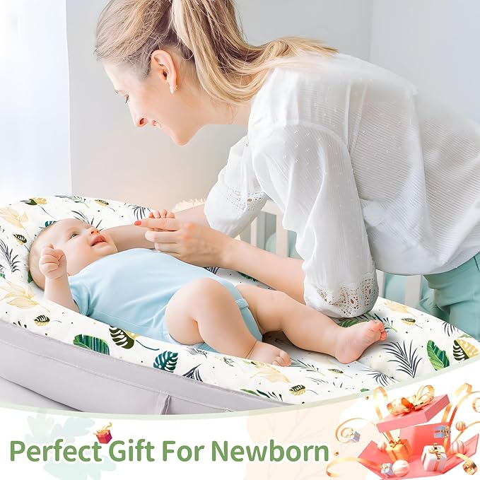 Baby Lounger- Baby Nest for 0-24 Months, Ultra Soft Organic Cotton Breathable & Portable Baby Lounger, Baby Lounger Pillow for Newborn-CubbioJoy