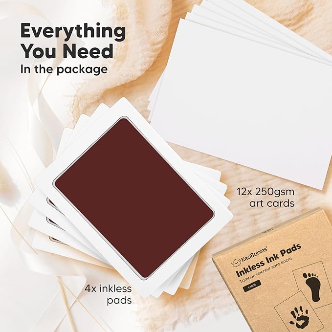 4-Pack Inkless Baby Hand and Footprint Kit - Mess Free Ink Pad for Newborn Keepsake, Dog Nose & Paw Print Kit, Clean Touch Ink Pad for Baby Hand & Footprints, Ideal New Mom Gifts (Auburn, L)-CubbioJoy