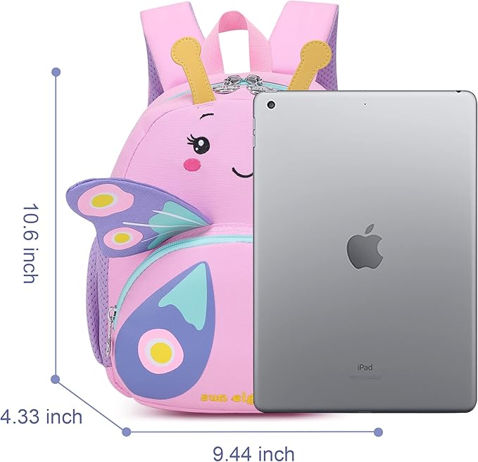 3D Butterfly Toddler Backpack - Cute Animal Cartoon Mini Travel Bag for Girls 1-3 Years,Waterproof Kids Preschool Backpack with Personalized Design (Butterfly Style)-CubbioJoy