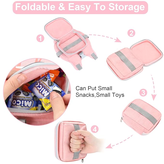 Accmor Toddler Harness Leash + Anti Lost Wrist Link, Cute Deer Kids Harness with Leash, Collapsible Child Leash Baby Walking Harness Protector Wristband Strap for Baby Girls Outdoor-CubbioJoy