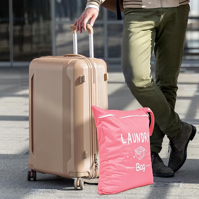 2 Pcs Large Travel Laundry Bag - Waterproof Wet Dry Washable for Dirty Clothes, Bathing Suit, Workout, Gym, Swimming, Yoga (Pink+Grey)-CubbioJoy