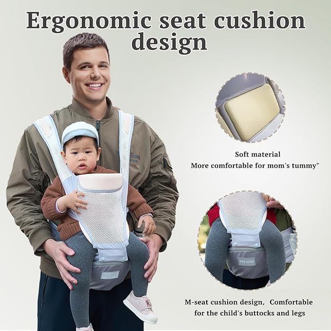 Baby Carrier, Newborn to Toddler(25-60 lbs), Adjustable Detachable 6-in-1 Ergonomic Toddler Carrier, Easy-to-Use, Front & Back Carry & Baby Hip Carrier for Hands-Free Parenting-CubbioJoy