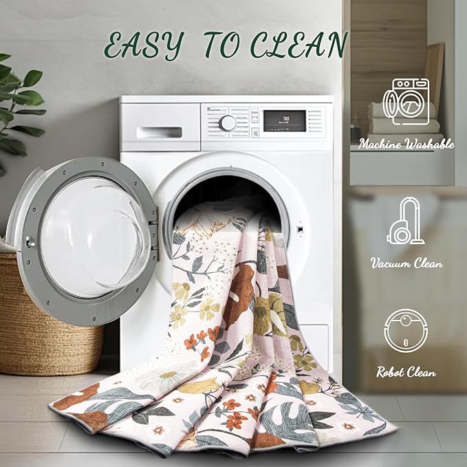 Area Rug Living Room Rugs: 6x9 Washable Rug Vintage Floral Soft Boho Non Slip Carpet Indoor Floor Non Shedding Low Pile Thin Carpets for Bedroom Dining Room Farmhouse Nursery Home Office Light Pink-CubbioJoy