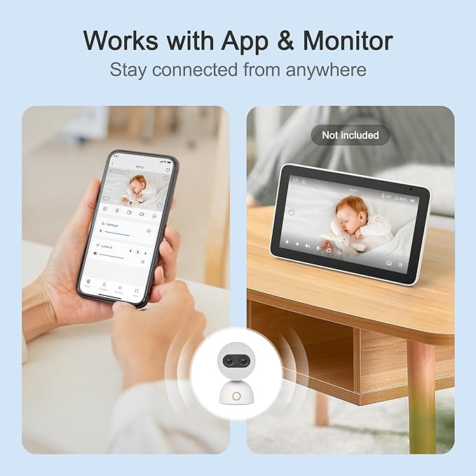 Simsky Smart Baby Monitor with 2×4MP Camera, 6X Optical Quality Zoom, 32GB Local Storage, AI Tracking, Intelligence Detection, Pan-Tilt-Zoom, Add-on Camera Monitor-CubbioJoy