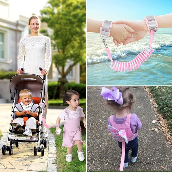 Accmor 3 in 1 Toddler Harness Leashes + Anti Lost Wrist Link, Kids Harness Children Leash for Girls, Child Anti Lost Leash Baby Cute Harness Belt Strap Hold Kids Close While Walking-CubbioJoy