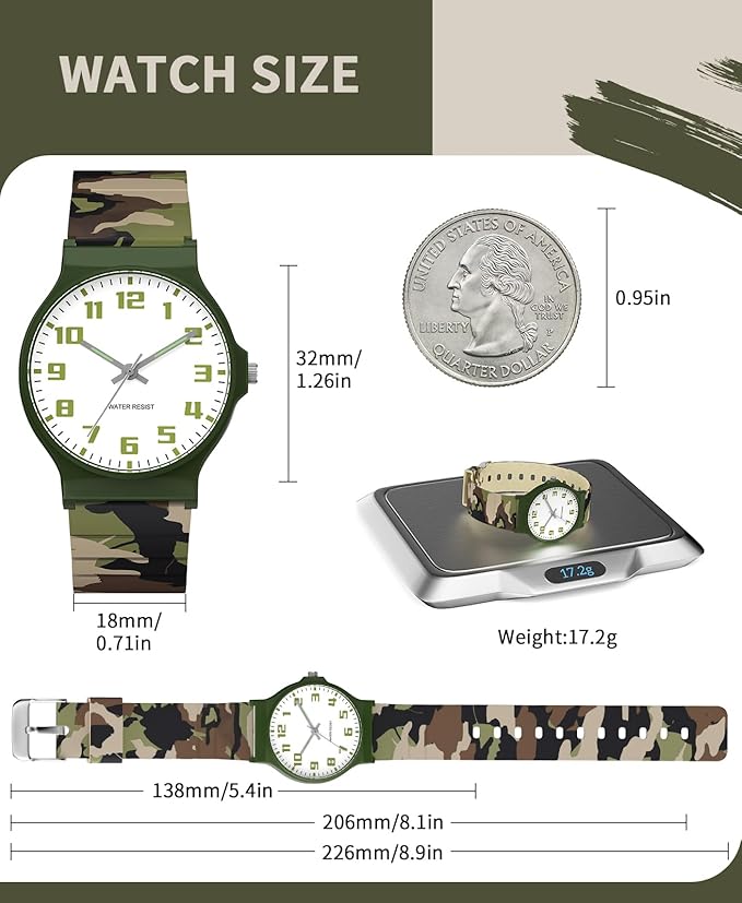 Kids Analog Watch Boys Girls, 30M Waterproof, Sports Watch for Boys, Easy to Read Children's Thin Dial Wrist Watches with Soft Band, for Ages 5-15 Kids Great Birthday Gifts Christmas Day-CubbioJoy