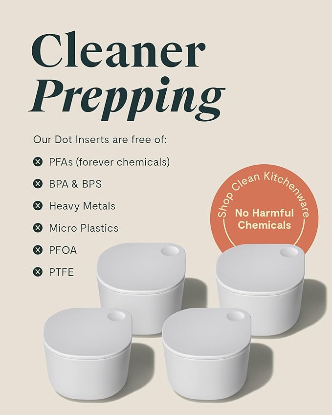 Caraway 4pc Dot Inserts - Dash Ramekins w/Lid - Easy to Store, Non Toxic - Perfect for Sauces, Garnish, & Small Snack or Sides-CubbioJoy