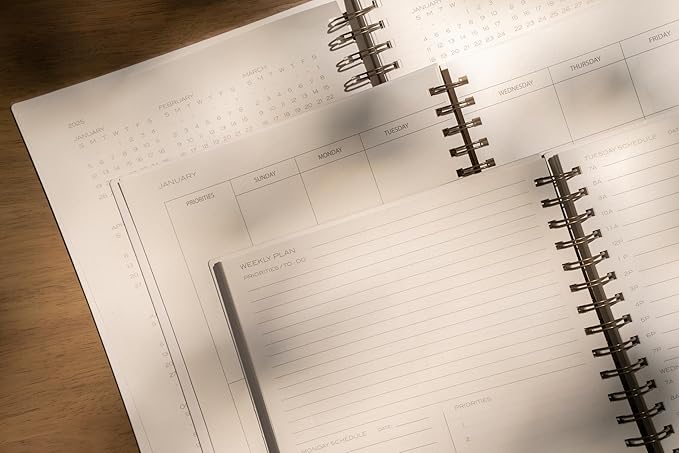 Anecdote Planner 2026 (8.5" x 10") Daily Planner Weekly Monthly Planner - 52 Weeks w/Library Buckram Cover, Brass Spiral - A4 Size Bleed-Resistant Paper – Ink Blue-CubbioJoy