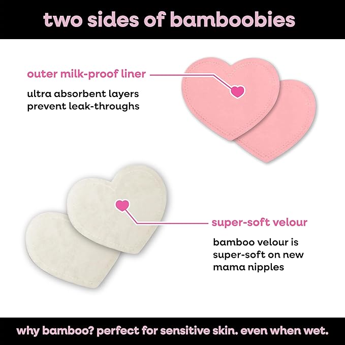 Bamboobies Nursing Pads, Reusable and Washable for Daily Use, Leak-Proof Pads for Breastfeeding, 4 Pads-CubbioJoy