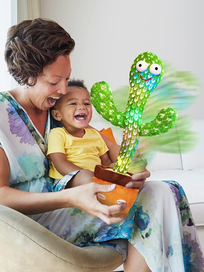 Cactus Baby Toy can be Adjusted Volume, Dancing Singing Musical Gift with LED Light. Baby Toy for Kids Talking Smart Toys, Talking Cactus Exquisite Yarn Bag Packaging-CubbioJoy