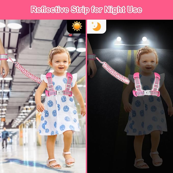 Accmor Toddler Harness Leash, Reflective Kid Harness with Anti Lost Wrist Link, Child Walking Harness Baby Leash Wristband Belt with Key Lock Design for Boys Girls to Outdoor Travel-CubbioJoy