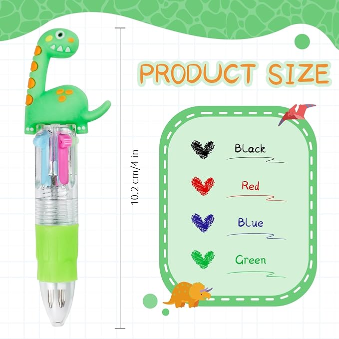 30Pcs Mini Multicolor Pens in One 4-in-1 Cute Pens Bulk for Kids, Ballpoint Pen for Birthdays and Children's Parties, Fun Gifts Assorted Ink Kawaii Pen(Dinosaur)-CubbioJoy