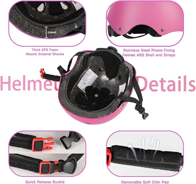 Kids Bike Helmet Set Adjustable Helmet for Ages 3-15 Kids Toddler Boys Girls Youth, Multi-Sport Bicycle Skateboarding Football Rollerskating Scooter Rollerblade Balance Bike Helmets-CubbioJoy