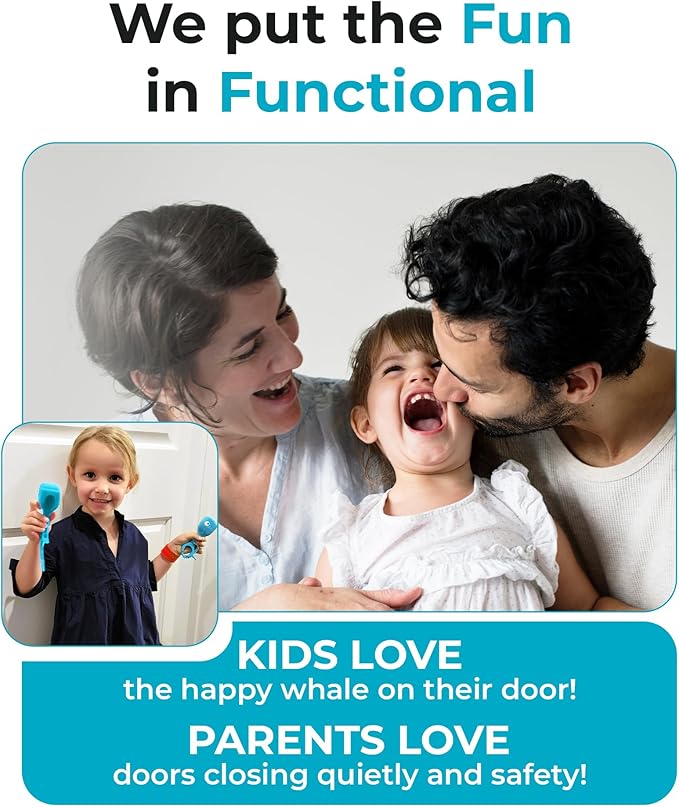 Baby Proofing Door Stopper, Door Pinch Guards Protect Child Fingers & PET Tails. Baby Safety Finger Protectors Prevent Pinch Injuries – Kids and Adults Love Whale Pinch Guard (Blue Pack of 2)-CubbioJoy