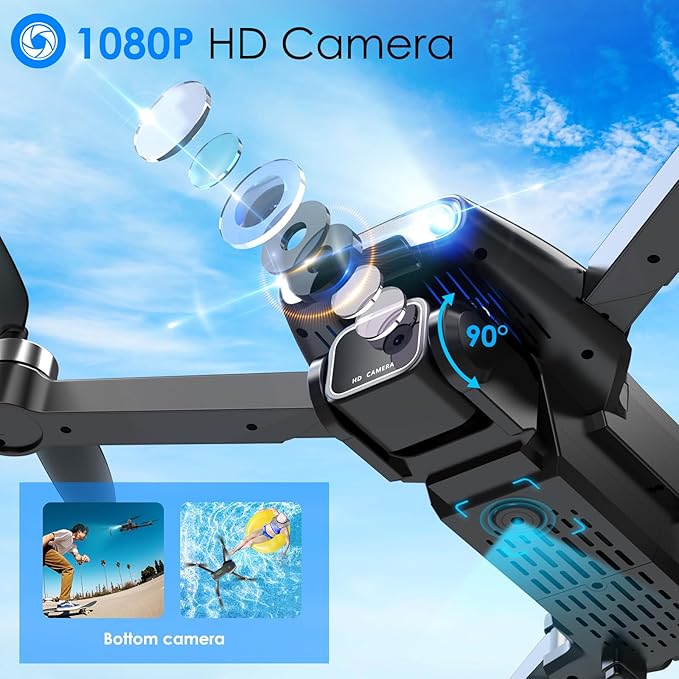 Drone with Camera, 1080P FPV Foldable Drone with Brushless Motor, One Key Take Off/Land, Altitude Hold, 360° Flip, Gravity Control, 2 Batteries, 3 Speeds Mini Drone for Kids Beginners-CubbioJoy