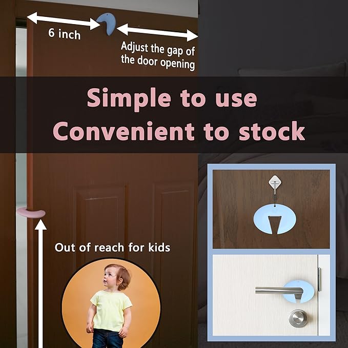 Door Pinch Guard and Door Slam Stopper, Durable Silicone Door Finger Pinch Guard, Prevents Finger Pinch Injuries, Slamming Doors, Door Safety for Kids, 4 Packs Blue Basic.-CubbioJoy