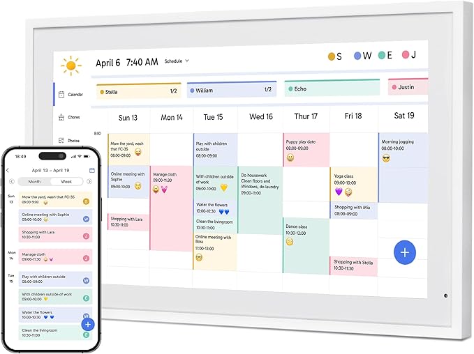 Dragon Touch 21.5 inch Digital Calendar Chore Chart – Interactive Touchscreen, Smart Family Planner, Hearth Display Desk Digital Calendar Seamless Scheduling-CubbioJoy