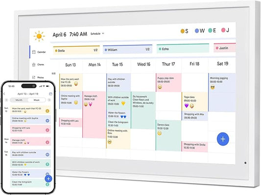 Dragon Touch 21.5 inch Digital Calendar Chore Chart – Interactive Touchscreen, Smart Family Planner, Hearth Display Desk Digital Calendar Seamless Scheduling-CubbioJoy