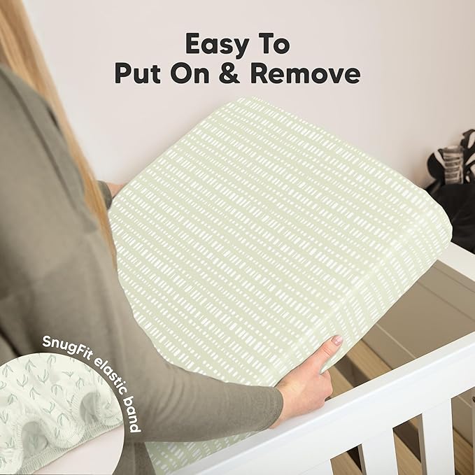 KeaBabies 2-Pack Organic Crib Sheets for Boys, Girls - 52x28 Fitted Crib Mattress Sheet Neutral, Breathable Jersey Cotton Cover for Baby Bed, Toddler Mattress, Soft & Cute Prints (Fleur)-CubbioJoy