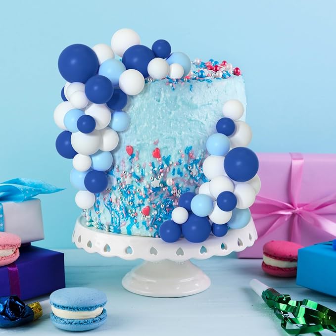 75 Pieces Cake Balls Topper Decorations Foam Cupcake Topper Mini Balloon Cake Topper Balls Cake Picks for Cake Deco Birthday Party Wedding（Royal Blue, Light Blue, White）-CubbioJoy