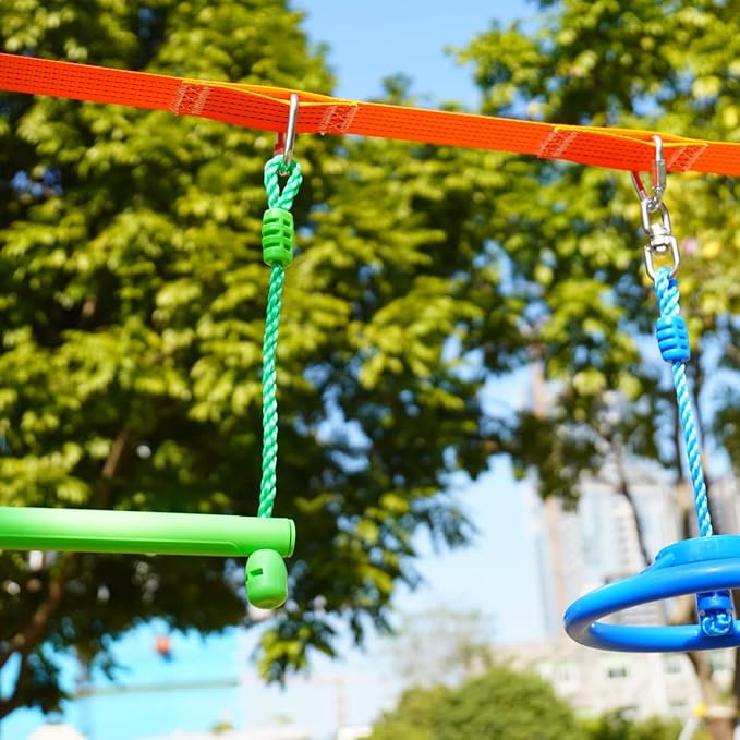 2-Pack Ninja Wheel Obstacle for Kids - 360° Rotatable Swing Monkey Wheel for Ninja Warrior Obstacle Course for Kids Ninja Warrior Slackline Kits - Blue, Yellow Color in Set-CubbioJoy